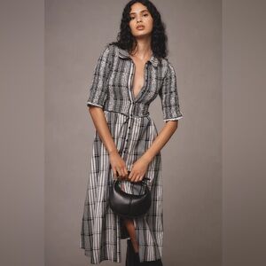 Anthropologie Maeve Short-Sleeve Smocked Midi Dress Size M